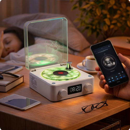 Tocadiscos con altavoz Bluetooth retro iluminado