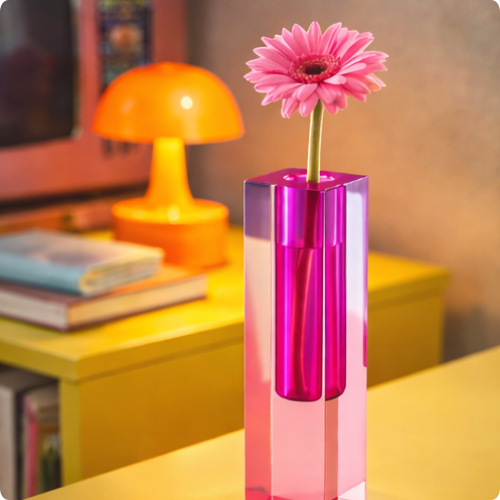 Jarrón moderno de cristal acrílico con forma de pilar arcoíris de Floriddle, para mesa, decoración nórdica de lujo para el hogar