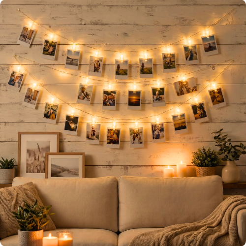 Cadena de luces LED para fotos con clip
