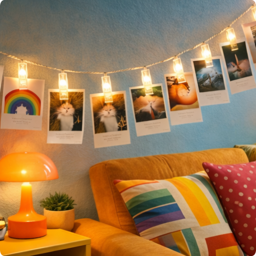 Cadena de luces LED para fotos con clip