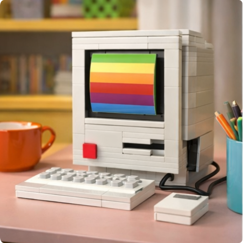 Electrodomésticos retro para hacer uno mismo, muebles, televisores, ordenadores, cintas, walkman, consolas de juegos, radios, bloques de construcción, modelos, juego de ladrillos, juguetes.