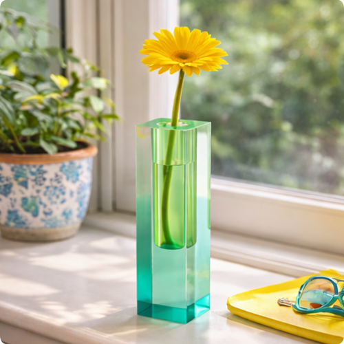 Jarrón moderno de cristal acrílico con forma de pilar arcoíris de Floriddle, para mesa, decoración nórdica de lujo para el hogar