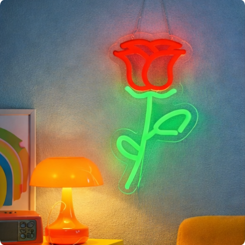 Flores pop de pared de neón