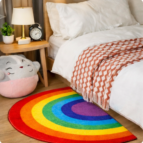 Alfombra antideslizante de media luna arcoíris