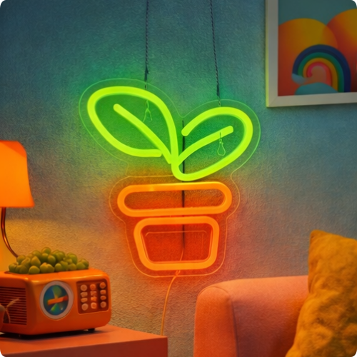 Flores pop de pared de neón