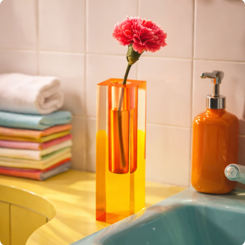 Jarrón moderno de cristal acrílico con forma de pilar arcoíris de Floriddle, para mesa, decoración nórdica de lujo para el hogar