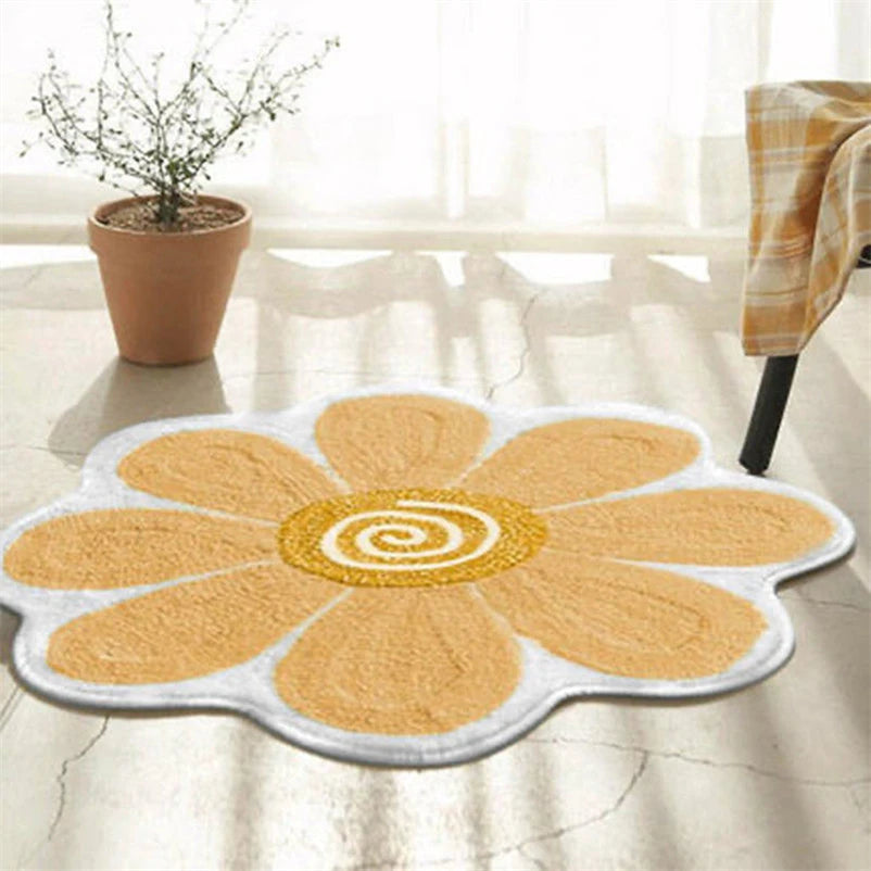 Alfombrilla antideslizante con diseño de flor sonriente