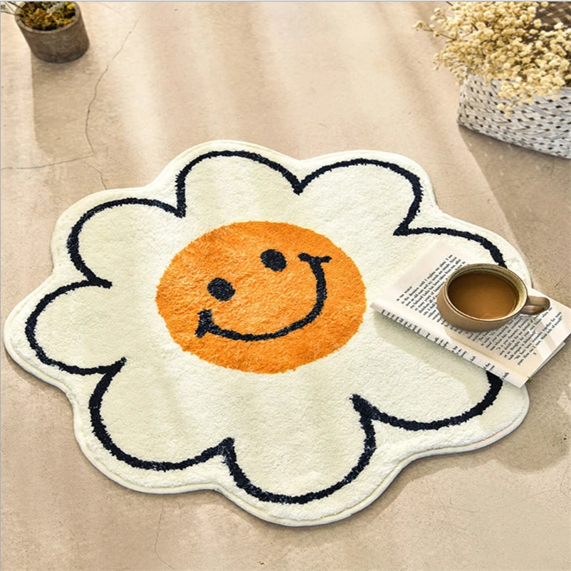 Alfombra de flores sonrientes de colores