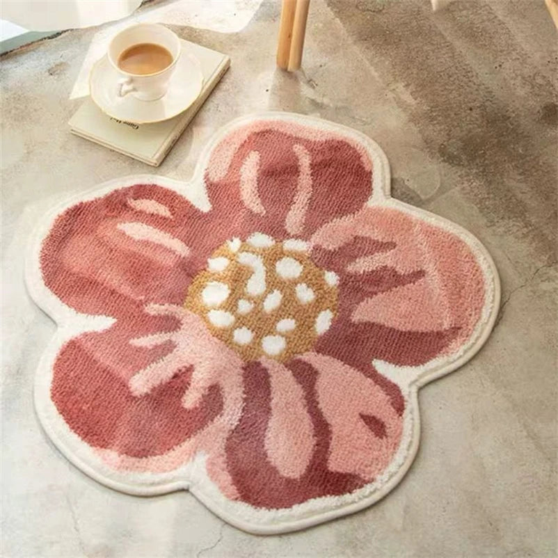 Alfombrilla antideslizante con diseño de flor sonriente