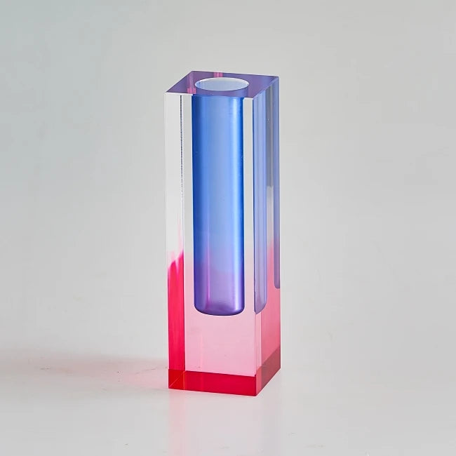 Jarrón moderno de cristal acrílico con forma de pilar arcoíris de Floriddle, para mesa, decoración nórdica de lujo para el hogar