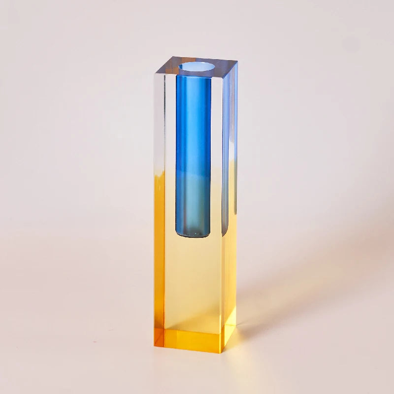 Jarrón moderno de cristal acrílico con forma de pilar arcoíris de Floriddle, para mesa, decoración nórdica de lujo para el hogar