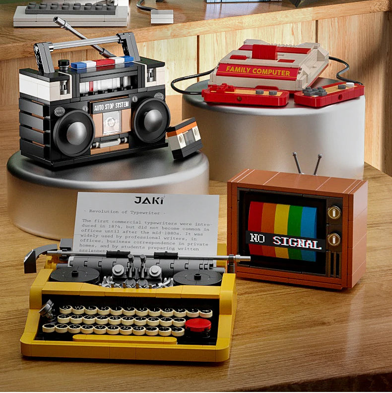 Electrodomésticos retro para hacer uno mismo, muebles, televisores, ordenadores, cintas, walkman, consolas de juegos, radios, bloques de construcción, modelos, juego de ladrillos, juguetes.