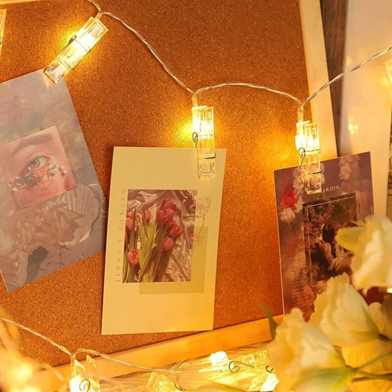 Cadena de luces LED para fotos con clip