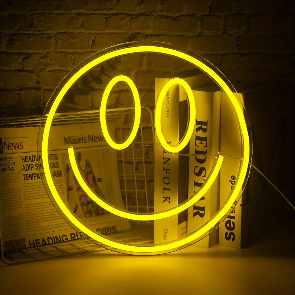 Luz de neón USB de pared sonriente