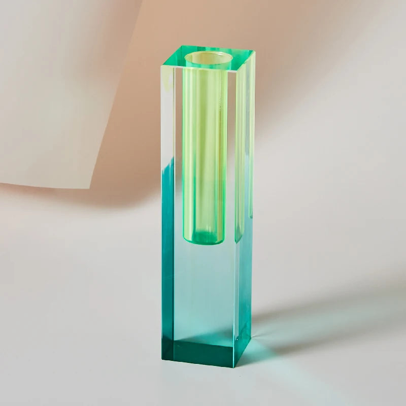 Jarrón moderno de cristal acrílico con forma de pilar arcoíris de Floriddle, para mesa, decoración nórdica de lujo para el hogar