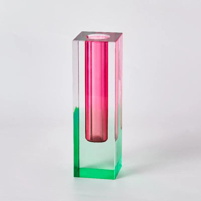 Jarrón moderno de cristal acrílico con forma de pilar arcoíris de Floriddle, para mesa, decoración nórdica de lujo para el hogar