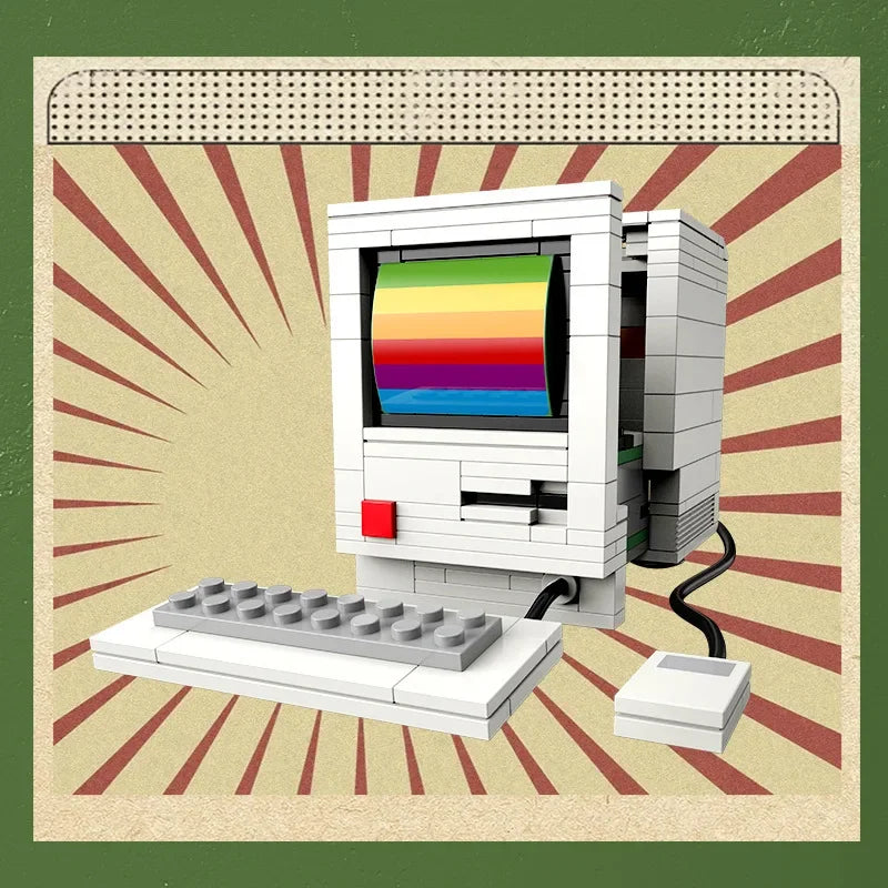 Electrodomésticos retro para hacer uno mismo, muebles, televisores, ordenadores, cintas, walkman, consolas de juegos, radios, bloques de construcción, modelos, juego de ladrillos, juguetes.