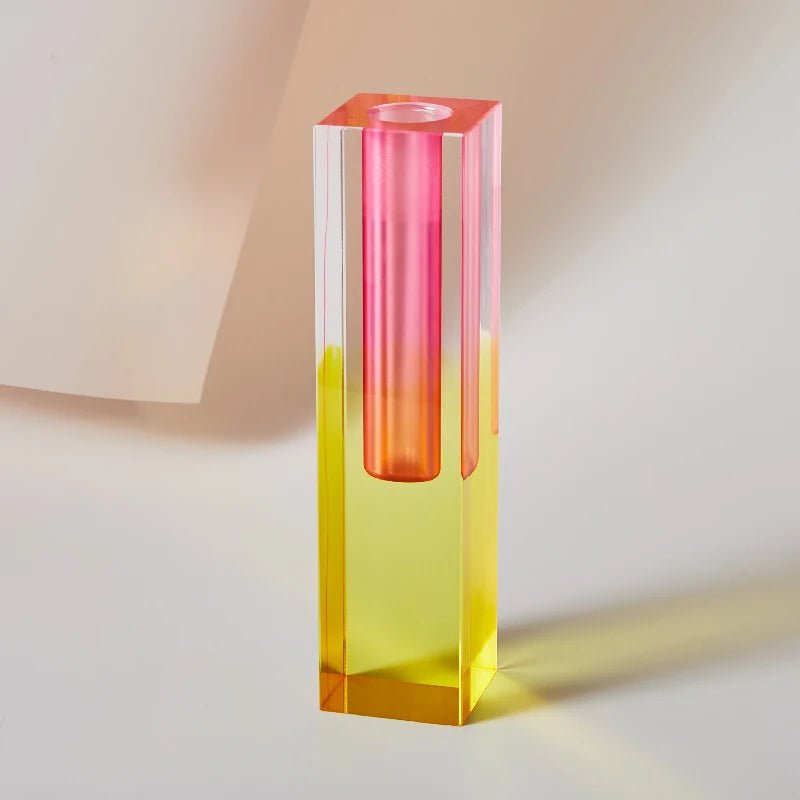Jarrón moderno de cristal acrílico con forma de pilar arcoíris de Floriddle, para mesa, decoración nórdica de lujo para el hogar