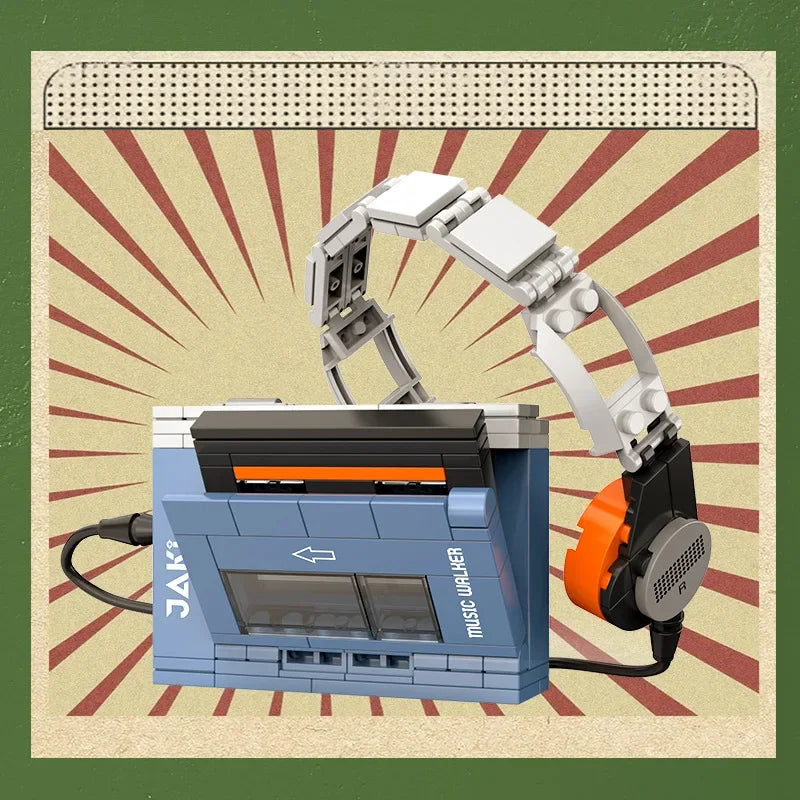 Electrodomésticos retro para hacer uno mismo, muebles, televisores, ordenadores, cintas, walkman, consolas de juegos, radios, bloques de construcción, modelos, juego de ladrillos, juguetes.