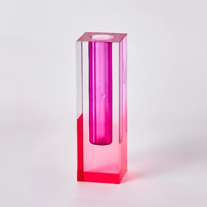 Jarrón moderno de cristal acrílico con forma de pilar arcoíris de Floriddle, para mesa, decoración nórdica de lujo para el hogar