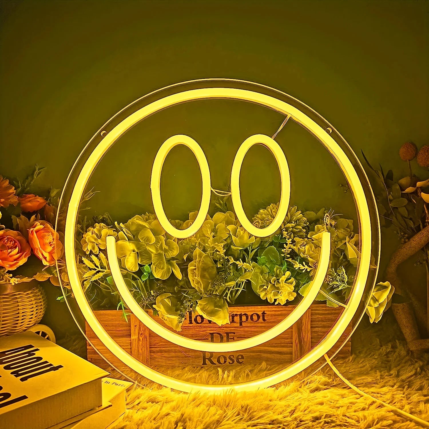 Luz de neón USB de pared sonriente