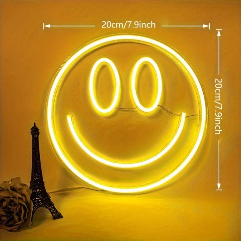 Luz de neón USB de pared sonriente