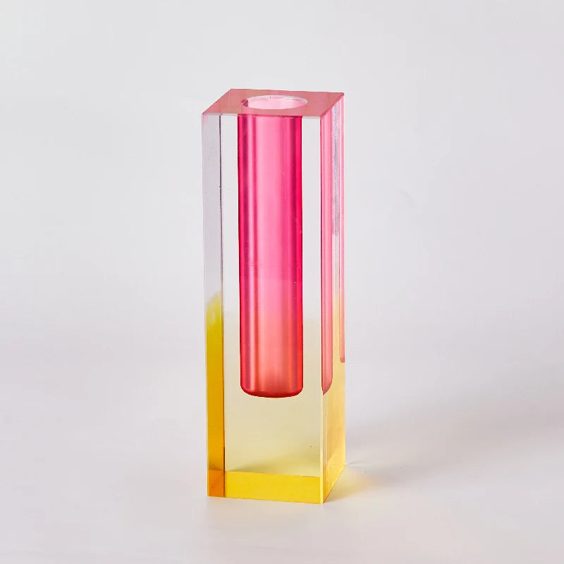 Jarrón moderno de cristal acrílico con forma de pilar arcoíris de Floriddle, para mesa, decoración nórdica de lujo para el hogar