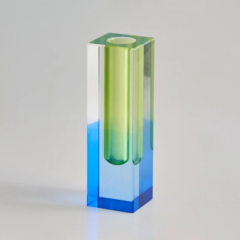 Jarrón moderno de cristal acrílico con forma de pilar arcoíris de Floriddle, para mesa, decoración nórdica de lujo para el hogar