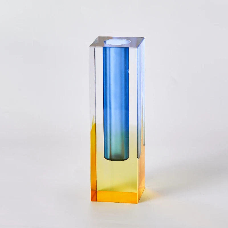 Jarrón moderno de cristal acrílico con forma de pilar arcoíris de Floriddle, para mesa, decoración nórdica de lujo para el hogar